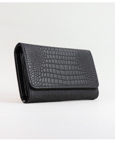 Lady's Black Wallet with Texture