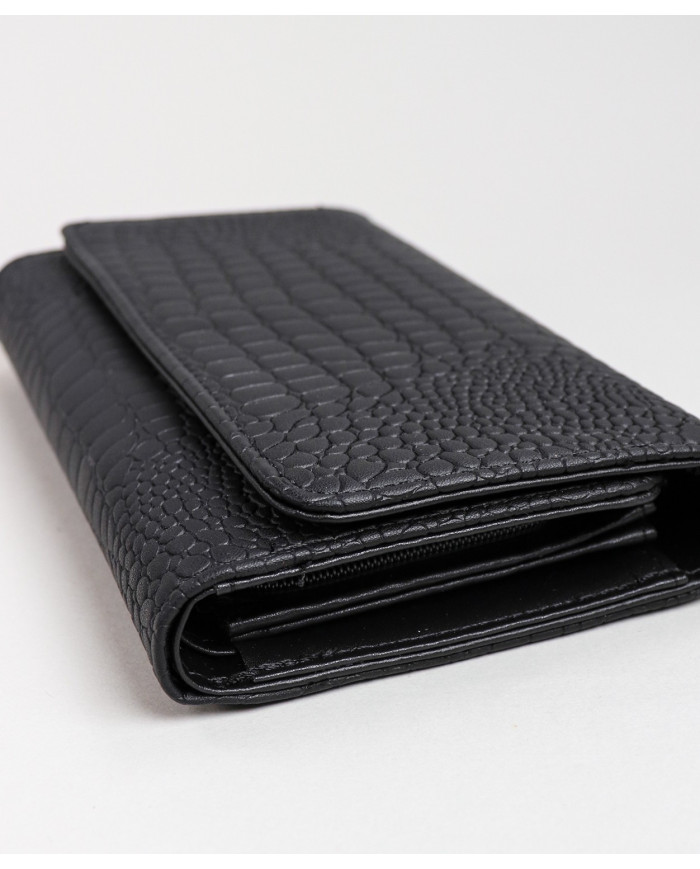 Carteira Preta de Senhora com Textura