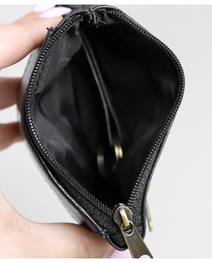 Cartera de cuero con puerta de llaves