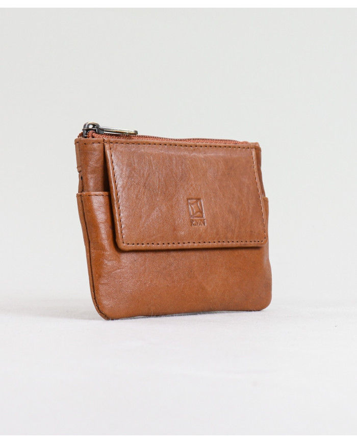 Cartera de cuero con puerta de llaves