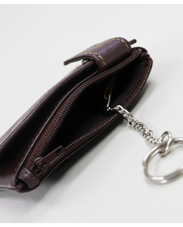 Cartera de cuero con puerta de llaves