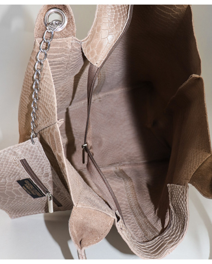 Mala em Pele Taupe para Senhora