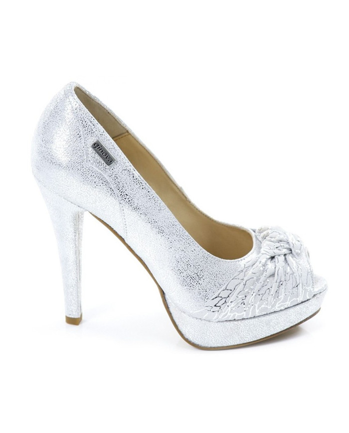 Sapatos Prata de Senhora Elegantes com Nó Ginova