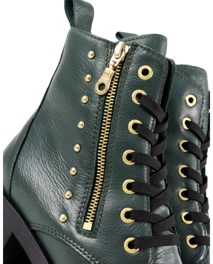 Botas Militares Verdes de Mulher Ginova com Tachas