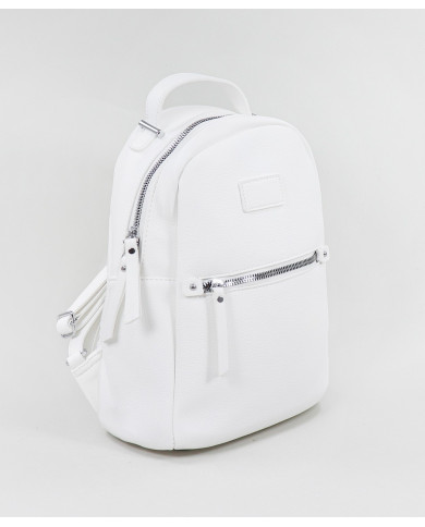 Mochila Blanca de Mujer con Bolsillo Frontal