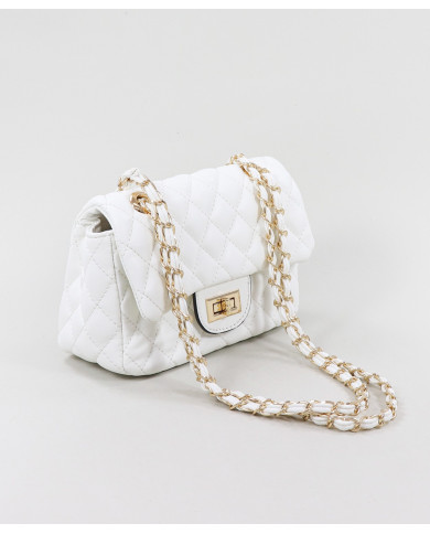 Bolsa Pequeña de Señora Blanca con Asa Decorada