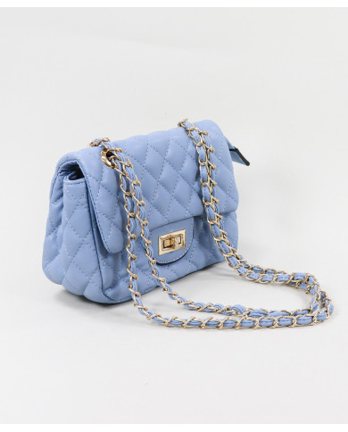 Bolsa Pequeña de Señora Azul con Asa Decorada