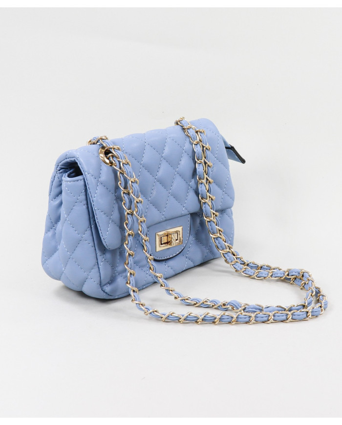 Bolsa Pequeña de Señora Azul con Asa Decorada