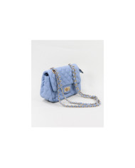 Small Blue Lady Bag with Handle Decorated