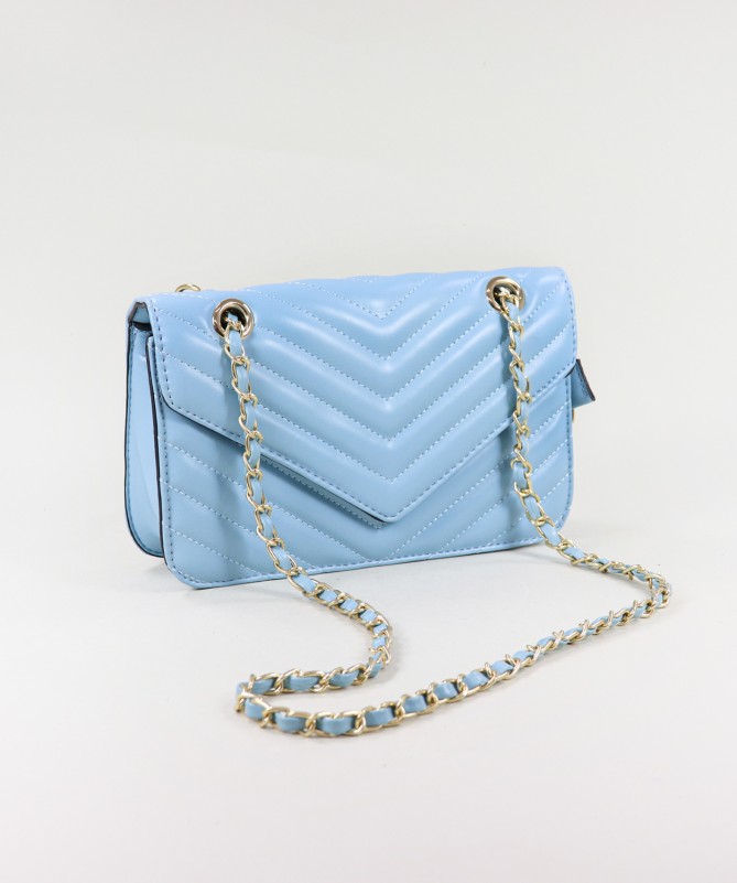 Small Blue Woman Bag with Decorated Handle