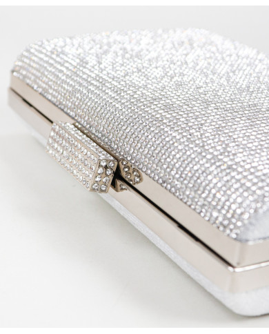 Pochete Prata de Senhora com Brilhantes na Frente