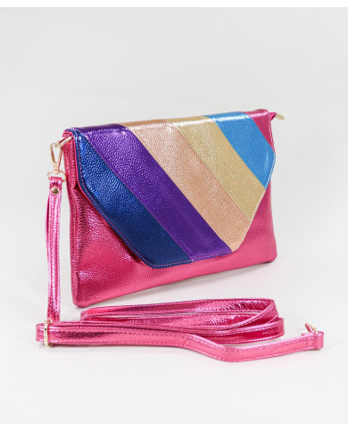 Clutch Fuxia de Senhora com Acabamento Metalizado