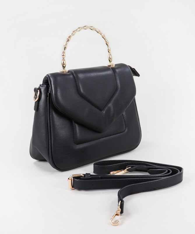 Black Lady's Handbag with Hand Strap