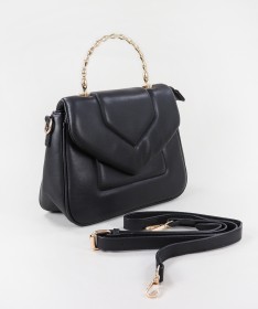 Black Lady's Handbag with Hand Strap