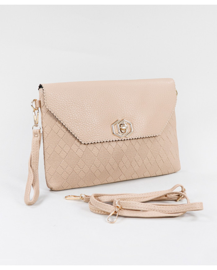 Clutch Taupe de Señora con Relievo