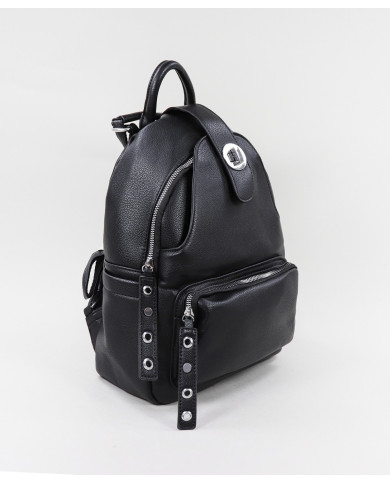 Mochila Preta de Senhora com Várias Bolsos