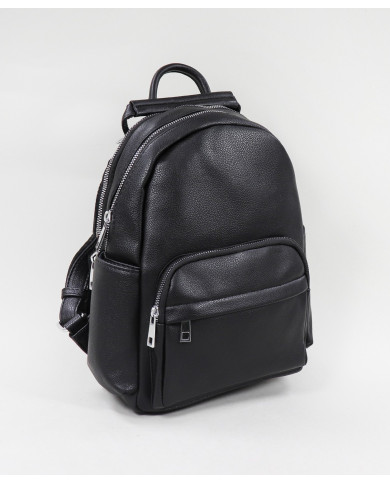 Mochila Preta de Senhora com Bolsos na Frente