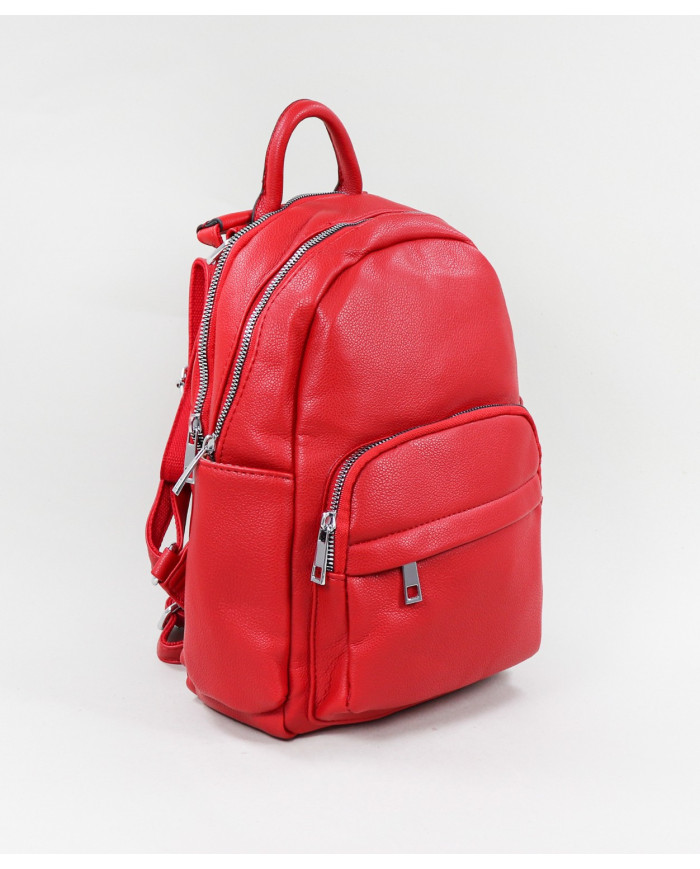 Ladies Red Backpack with Pockets on the Front