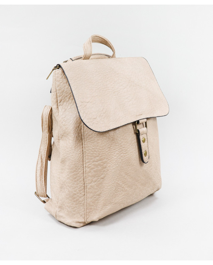 Mochila Taupe de Mujer con Bolsillo Frontal