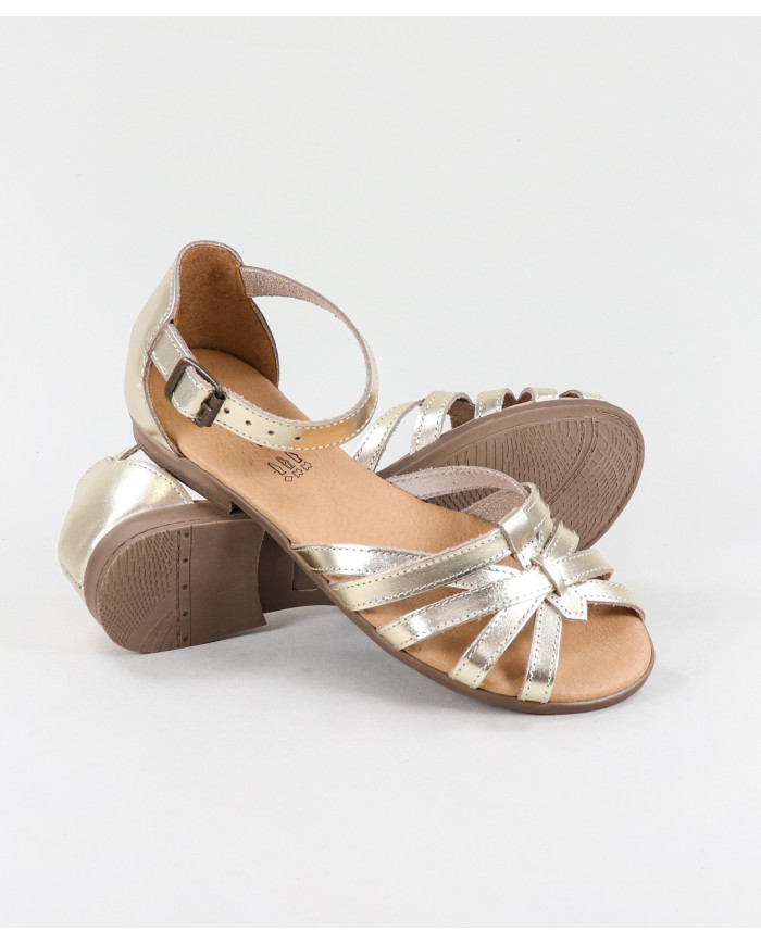 Sandals by Madame Ginova with Crossed Strips in Skin