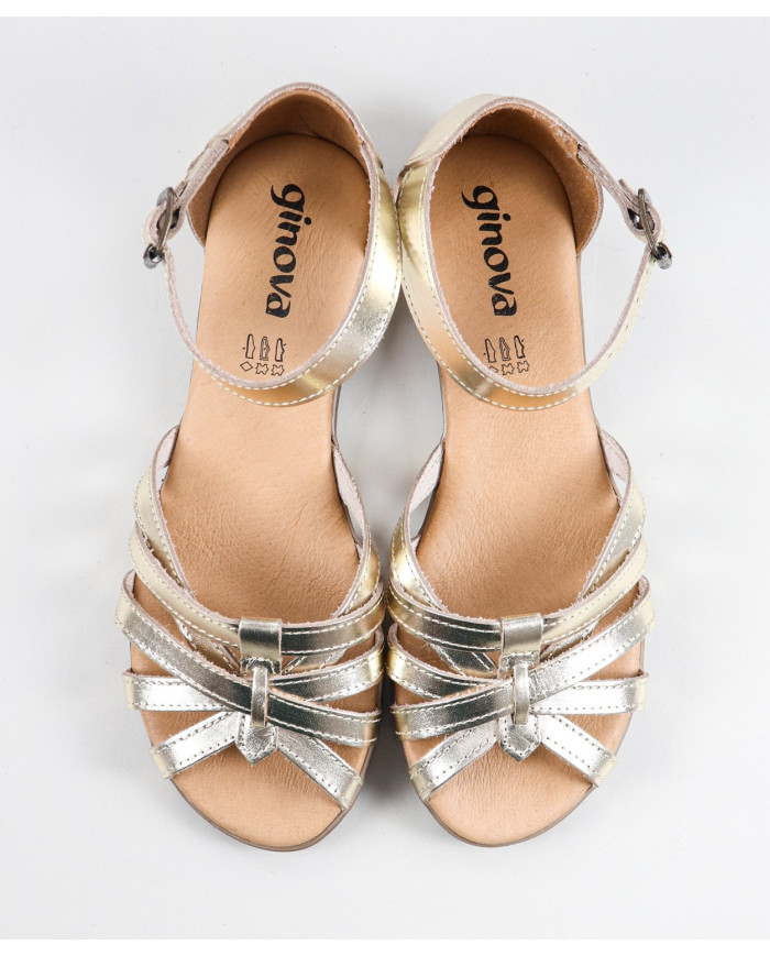 Sandalias Ginova de Señora con Tira Cruzada en Piel