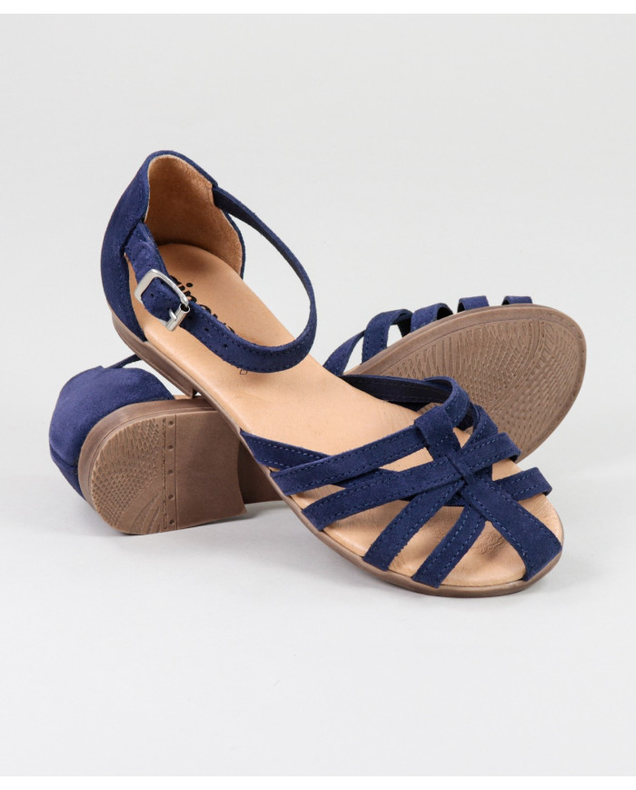 Sandalias Ginova de Señora con Tira Cruzada en Ante