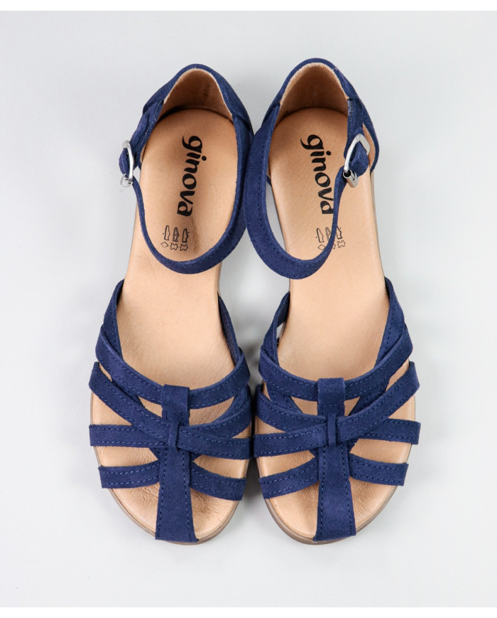 Sandalias Ginova de Señora con Tira Cruzada en Ante