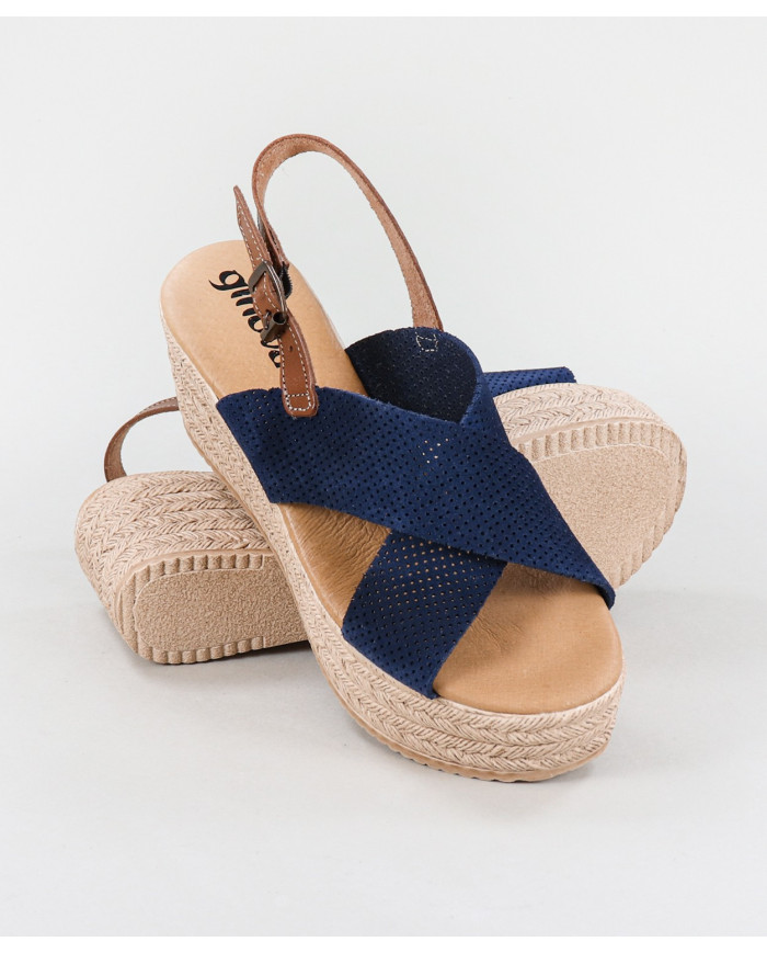 Sandalias de Mujer de Cuña con Tiras Cruzadas