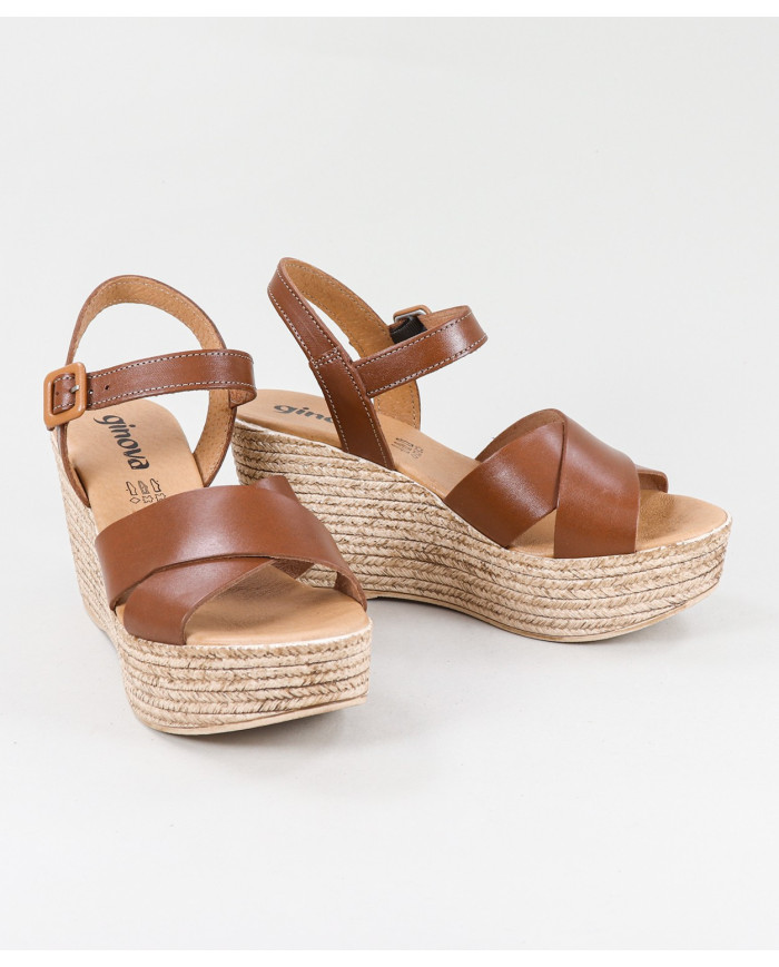 Sandalias de Mujer de Cuña con Tiras Cruzadas