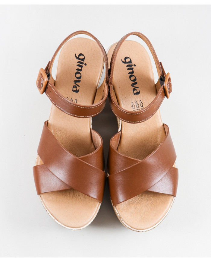 Sandalias de Mujer de Cuña con Tiras Cruzadas