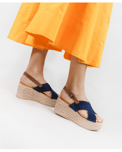 Sandalias de Mujer de Cuña con Tiras Cruzadas