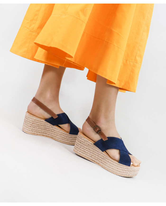 Sandalias de Mujer de Cuña con Tiras Cruzadas