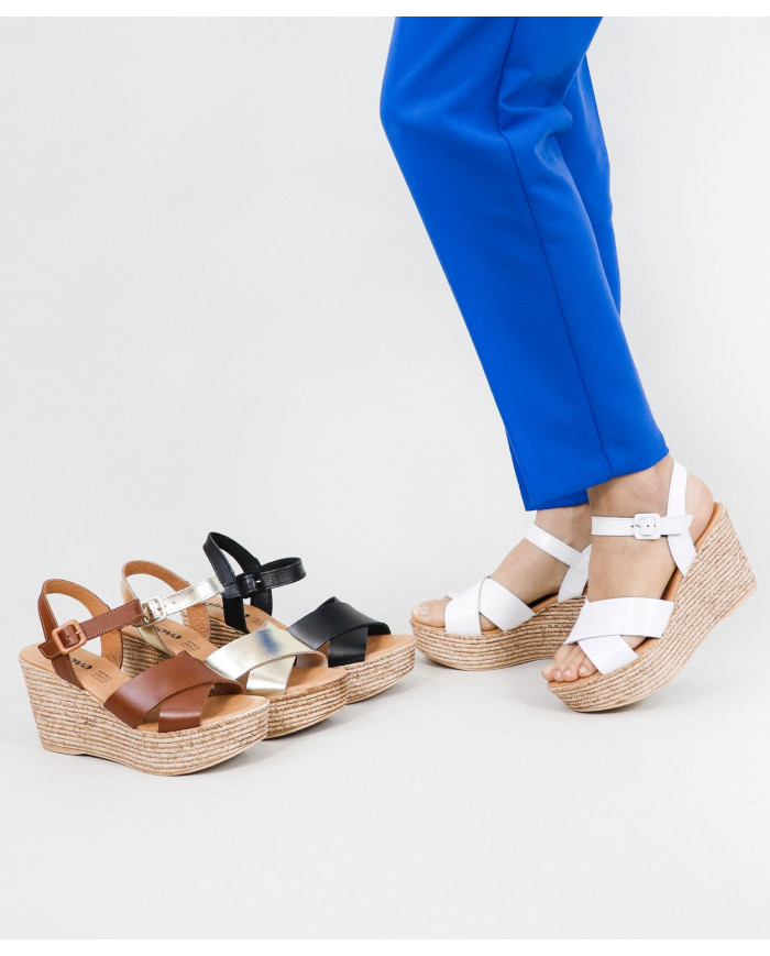 Sandalias de Mujer de Cuña con Tiras Cruzadas