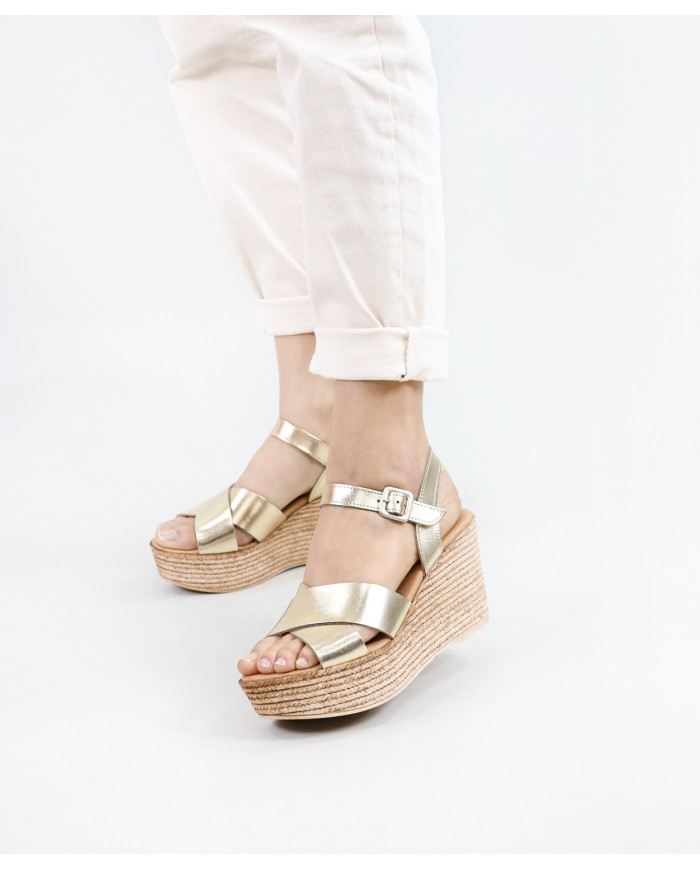 Sandalias de Mujer de Cuña con Tiras Cruzadas