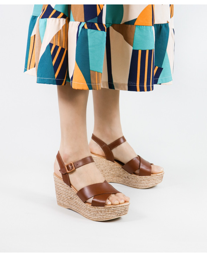 Sandalias de Mujer de Cuña con Tiras Cruzadas