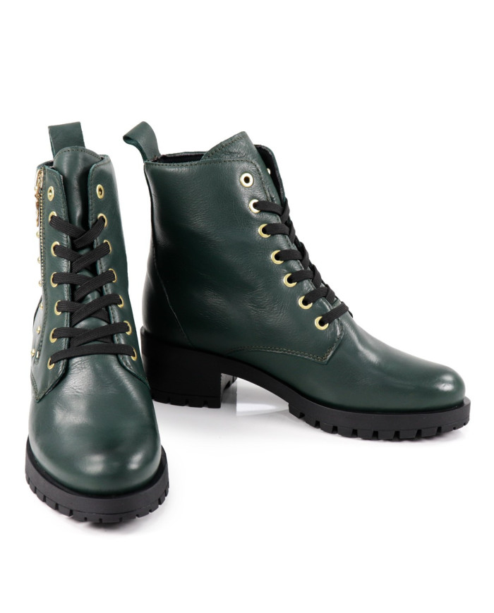 Botas Militares Verdes de Mulher Ginova com Tachas