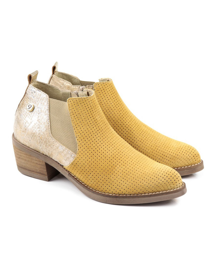 Botins de Senhora Ginova Amarelas com Elástico Lateral