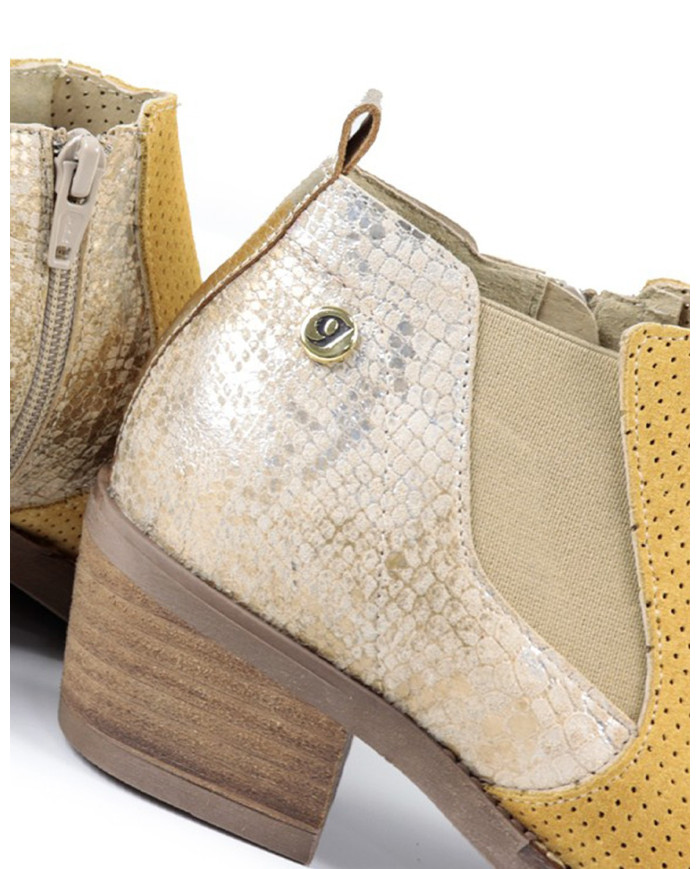 Botins de Senhora Ginova Amarelas com Elástico Lateral