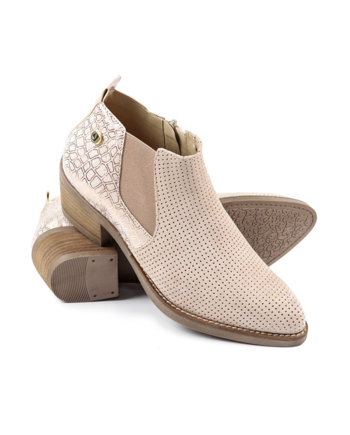 Botins de Senhora Ginova Nude with Lateral Elastic