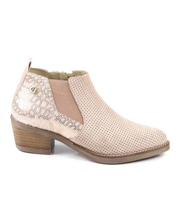 Botins de Senhora Ginova Nude with Lateral Elastic