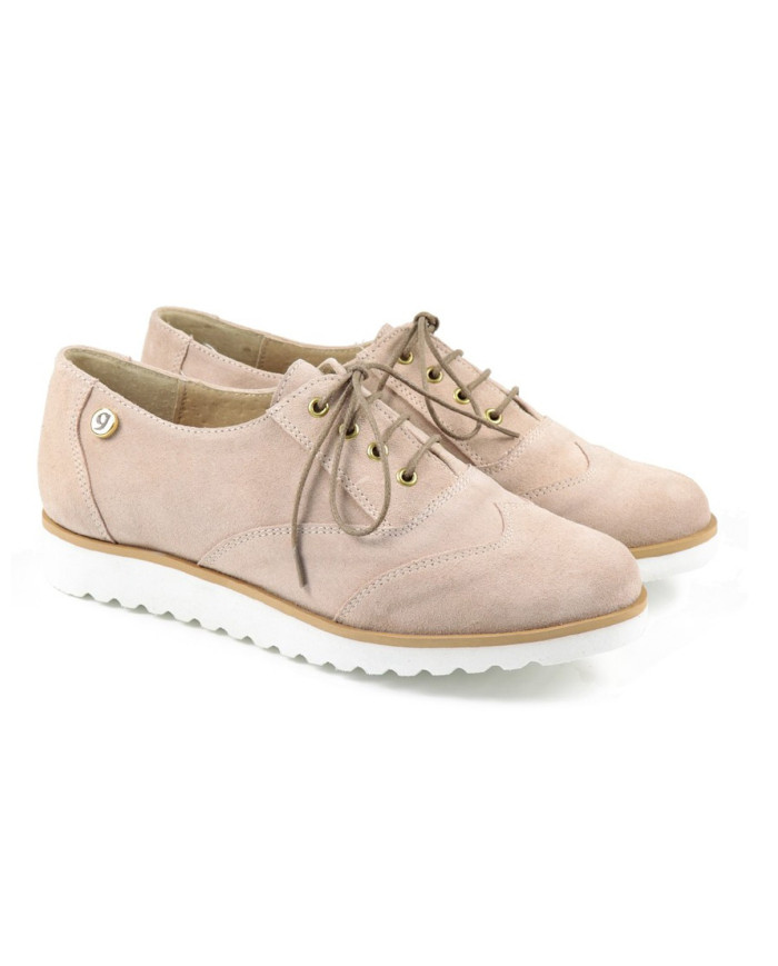 Sapatos Baixos de Senhora Ginova Nudes com Sola Branca