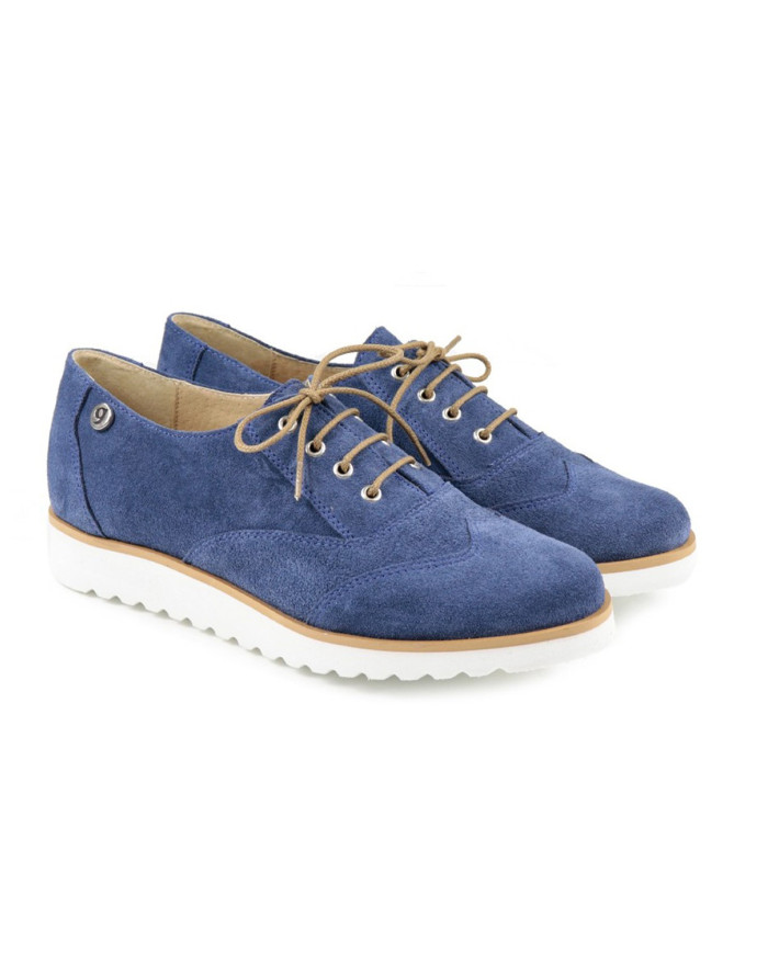 Sapatos Baixos de Senhora Ginova Azuis com Sola Branca