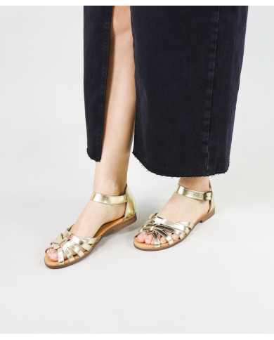 Sandals by Madame Ginova with Crossed Strips in Skin