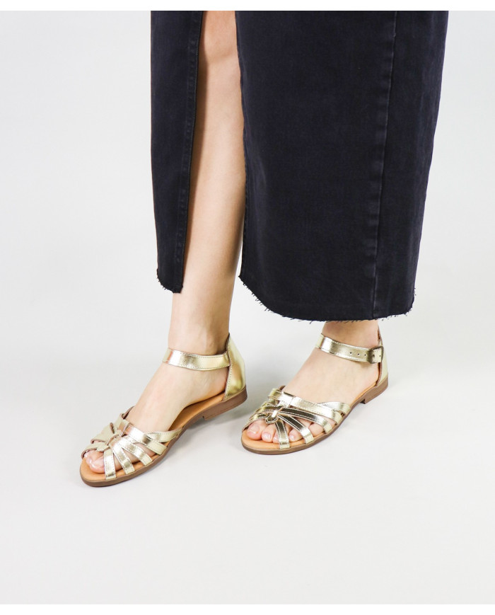 Sandals by Madame Ginova with Crossed Strips in Skin