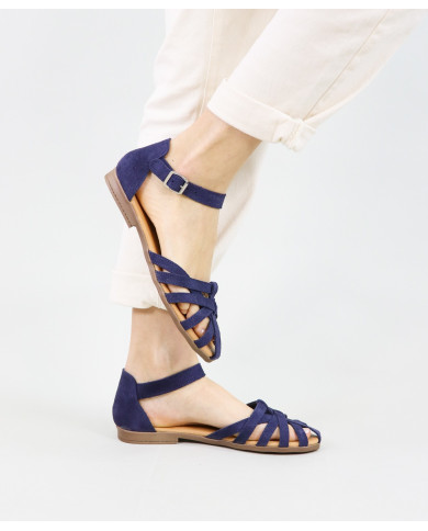 Sandalias Ginova de Señora con Tira Cruzada en Ante