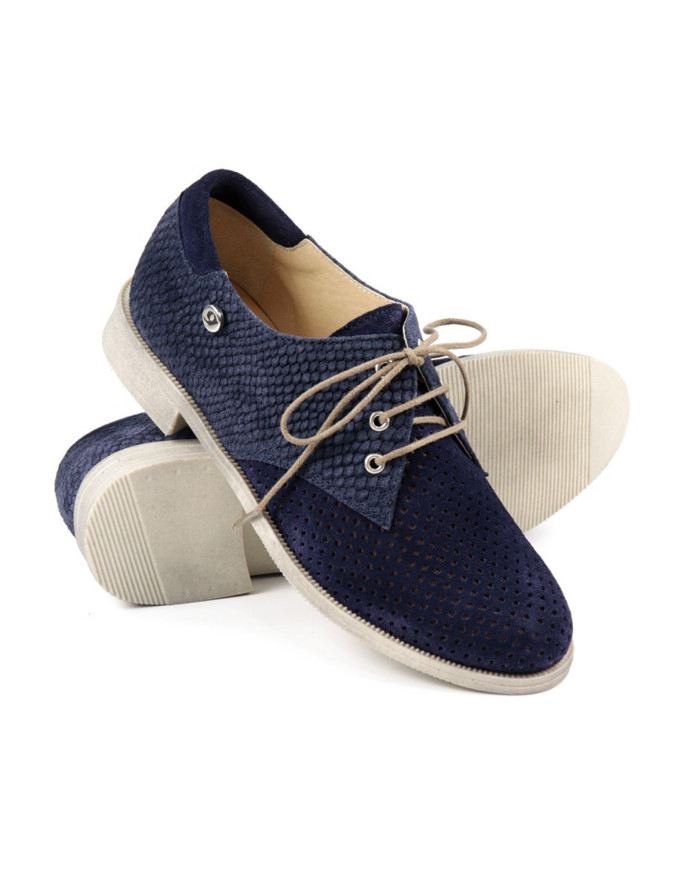 Sapatos Baixos de Senhora Azuis Perfurados