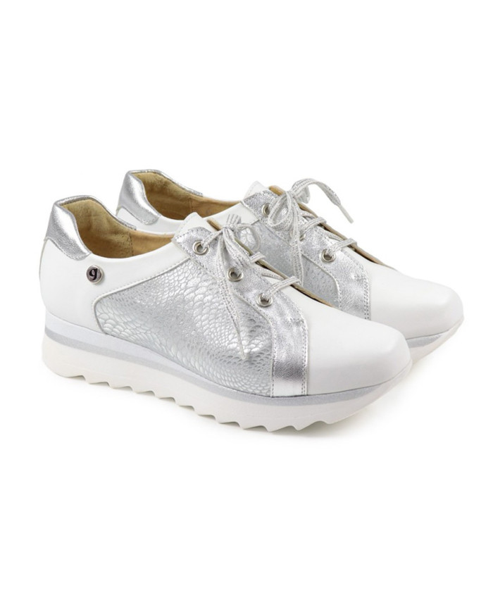 Sapatilhas de Senhora Pratas com Gravado Metalizado