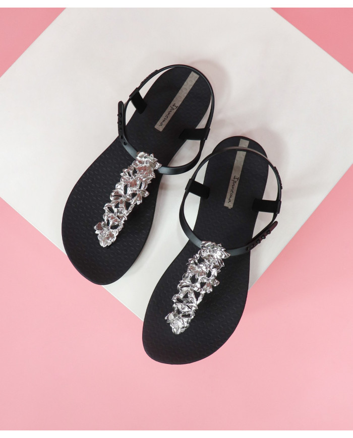 Sandals Ipanema Black Classy Shiny Flower