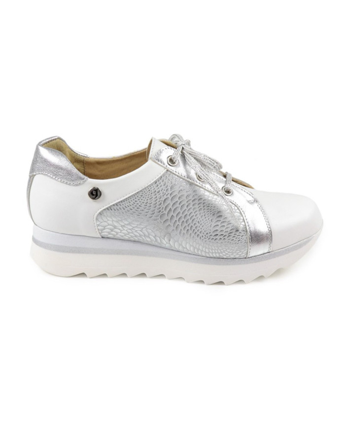 Silver Ladies Trainers with Metalized Recorded