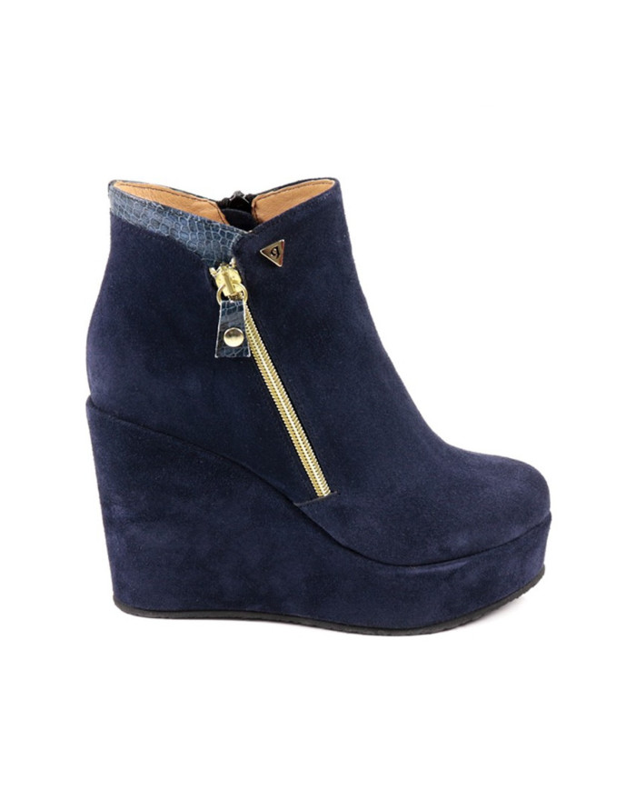 Botas Azuis de Senhora em Cunha com Fechos Ginova